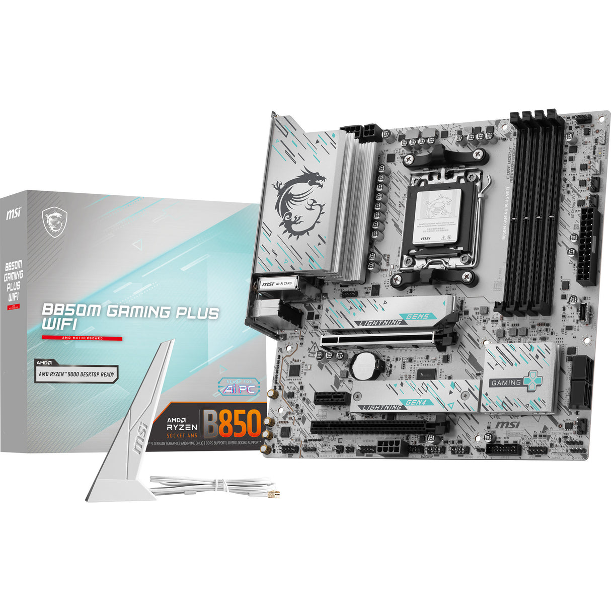 Carte mère MSI B850M Gaming Plus WiFi Socket AM5 (RAID, 5 Go-LAN, WiFi 7, BT, Son, µATX)