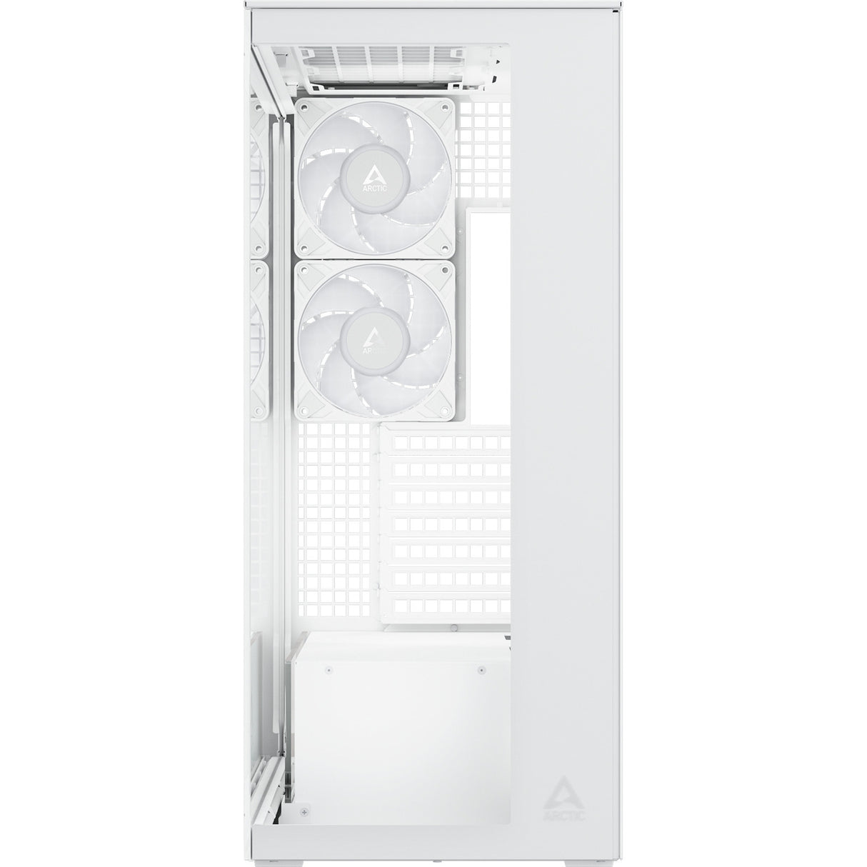 Boîtier tour midi Arctic xtender (blanc | 2x USB-A | 1x USB-C | RVB | verre trempé)