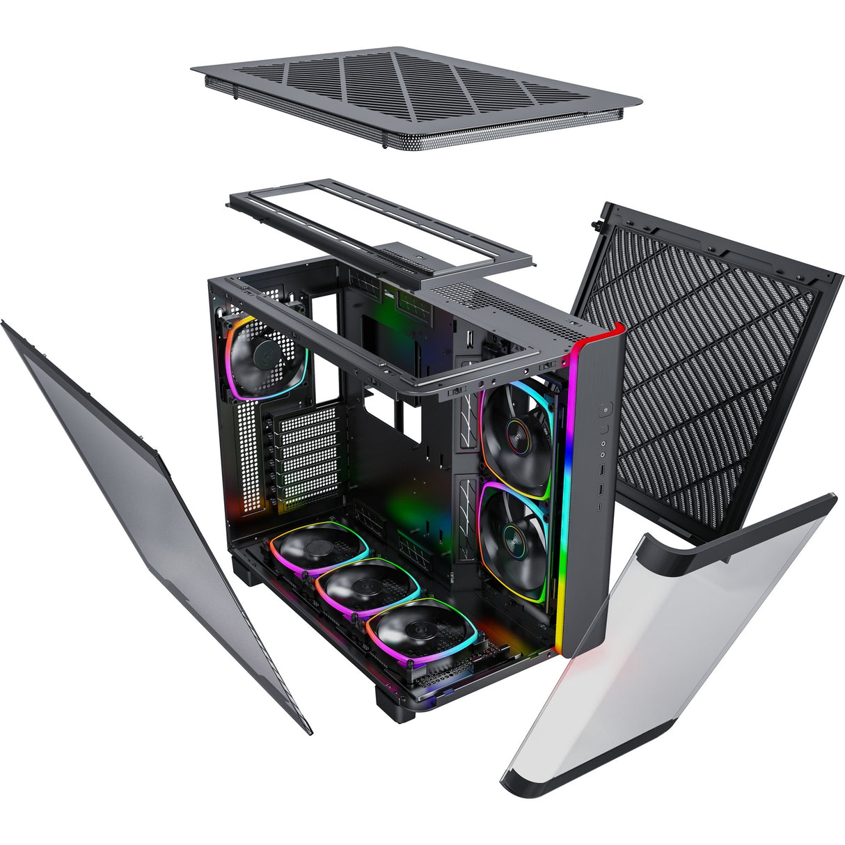 Boîtier tour midi Montech king 95 pro (noir | 2x USB-A | 1x USB-C | RGB | verre trempé)