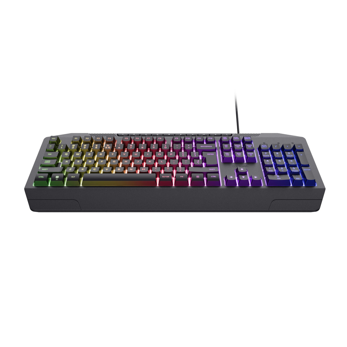 Clavier de jeu Trust GXT 836 EVOCX RGB (noir, disposition américaine (QWERTY), membrane, 100%, RVB)