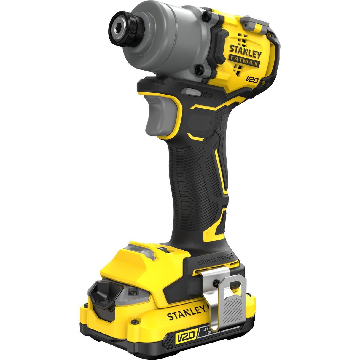 Visseuse à percussion sans balais Stanley v20 18v (jaune noir, étui, 2 batteries et chargeur inclus)