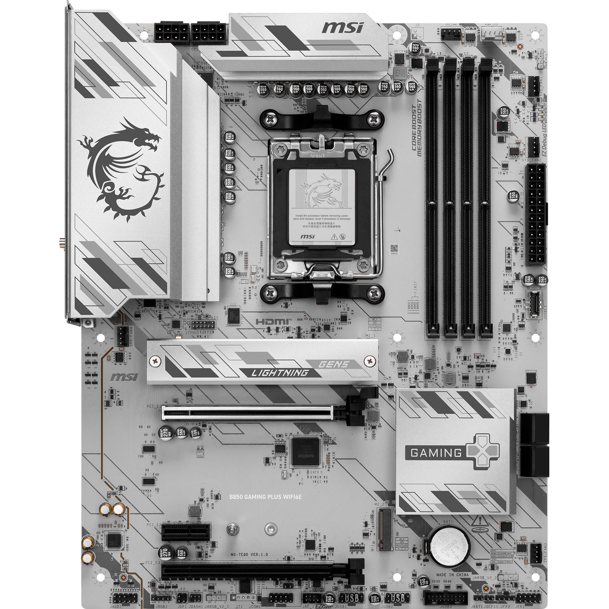 Carte mère MSI B850 Gaming Plus WiFi 6E Socket AM5 (RAID, LAN 2,5 Go, WiFi 6E, BT, Son, ATX)