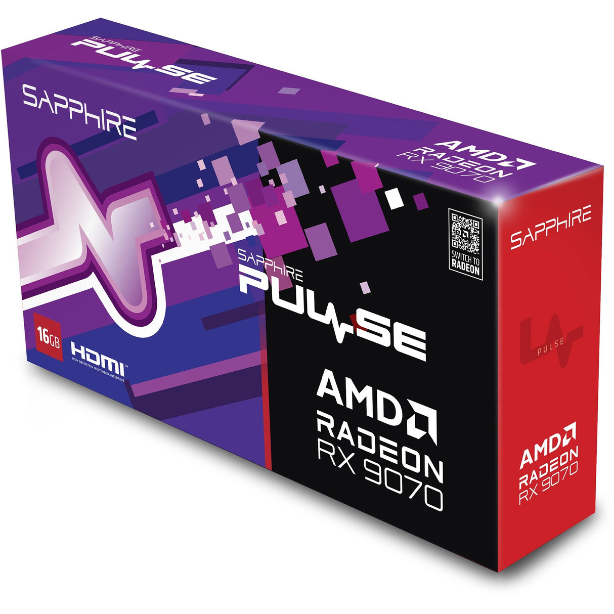 Carte graphique Sapphire Radeon RX 9070 Pulse (noir, 2x display port, 2x HDMI, RDNA4)