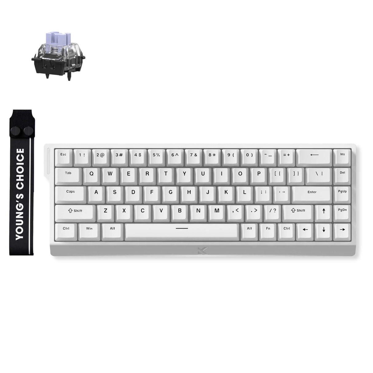 Mchose ace 68 clavier de jeu à commutateur magnétique à effet hall (blanc, disposition américaine (qwerty), ktek magnétique max, 65%, rgb, hot swap, usb-c, capteur à effet hall)