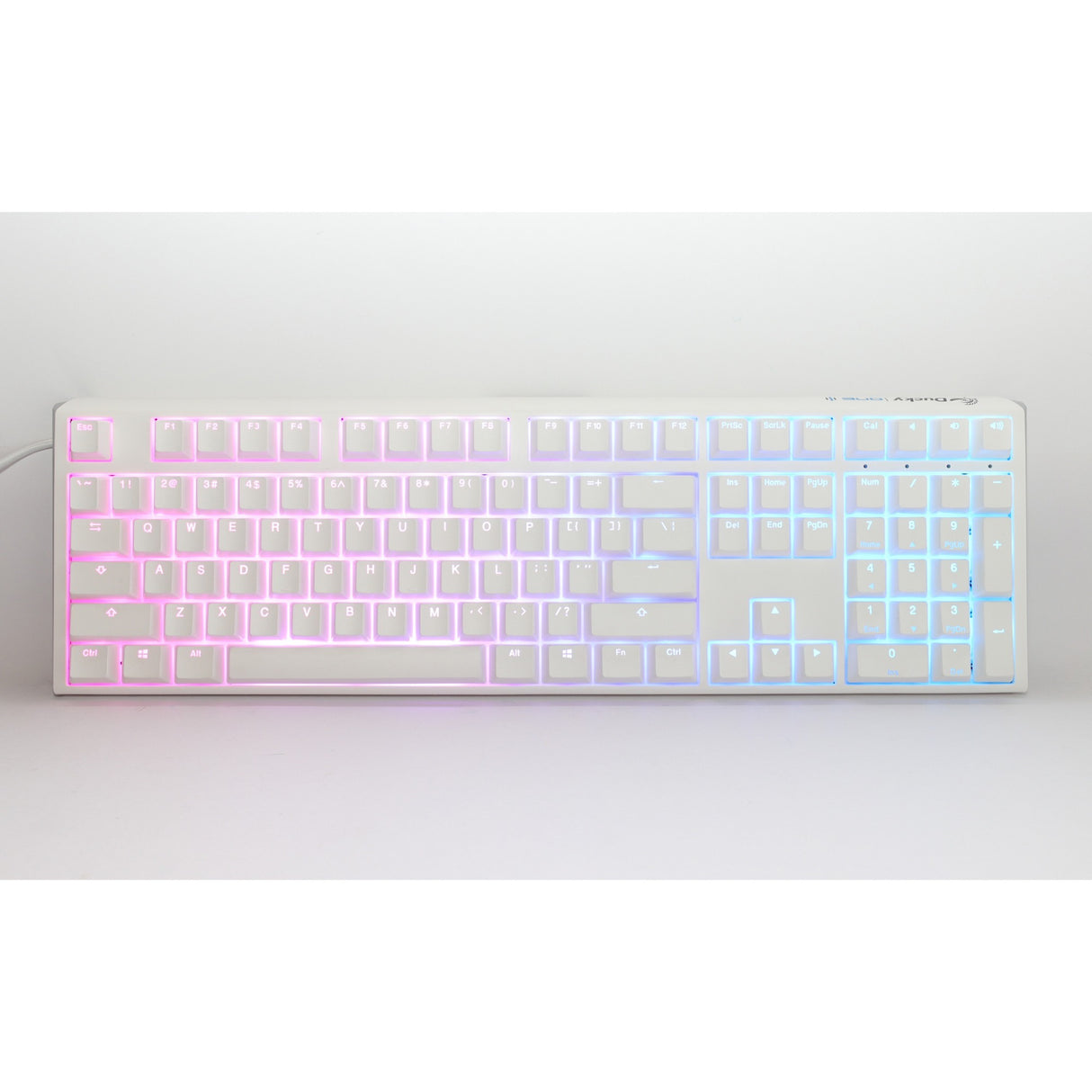 Clavier mécanique RVB blanc pur classique Ducky One 3 (blanc, disposition américaine (qwerty), cerise mx speed silver, 100 %, LED RVB, pbt double-shot, remplaçable à chaud, mécanique charlatan)