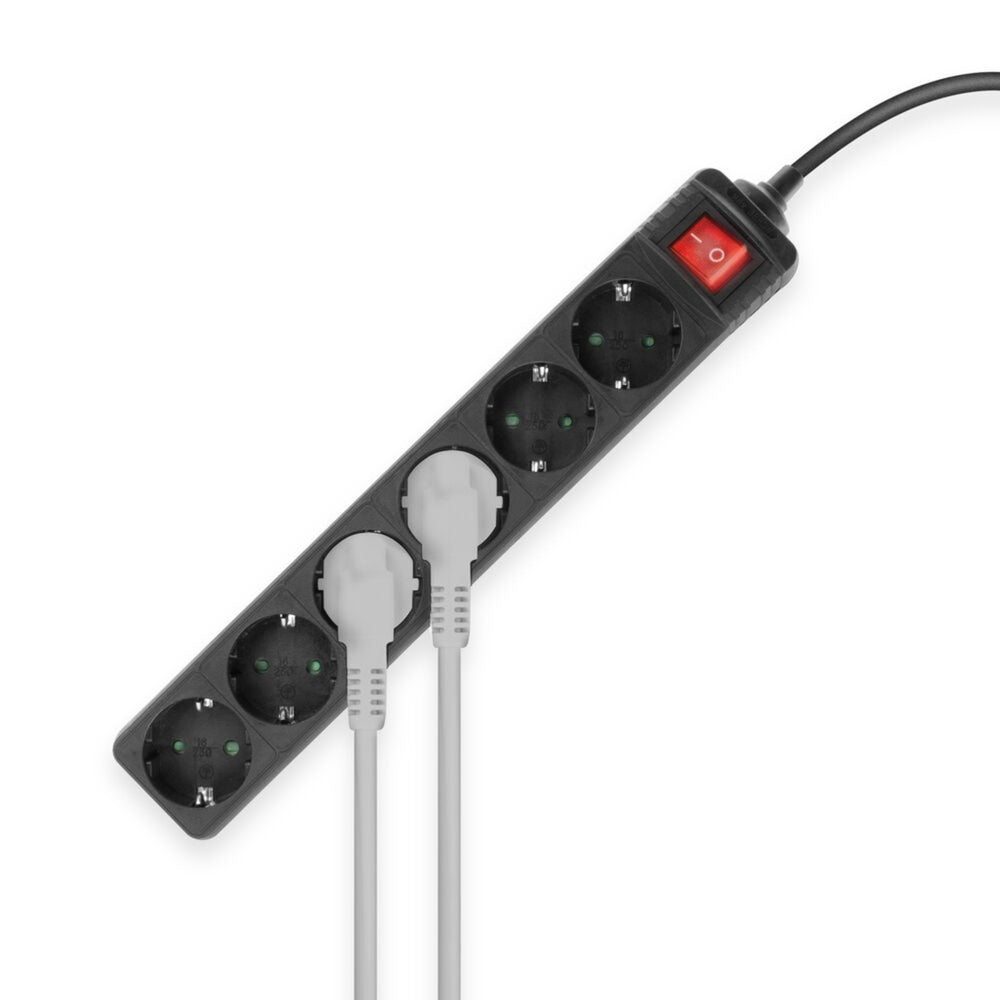 Multiprise Act avec interrupteur lumineux, 6 prises, 3 m, noir ac2465