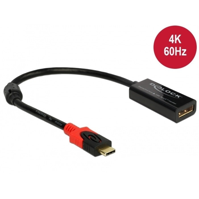 Delock adaptateur de port d'affichage pour moniteur USB-C 4k (noir, 0,2 mètre)