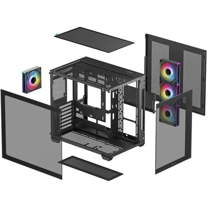 Boîtier tour midi Deepcool CG530 4f (noir | 2x USB-A | 1x USB-C | RGB | verre trempé)