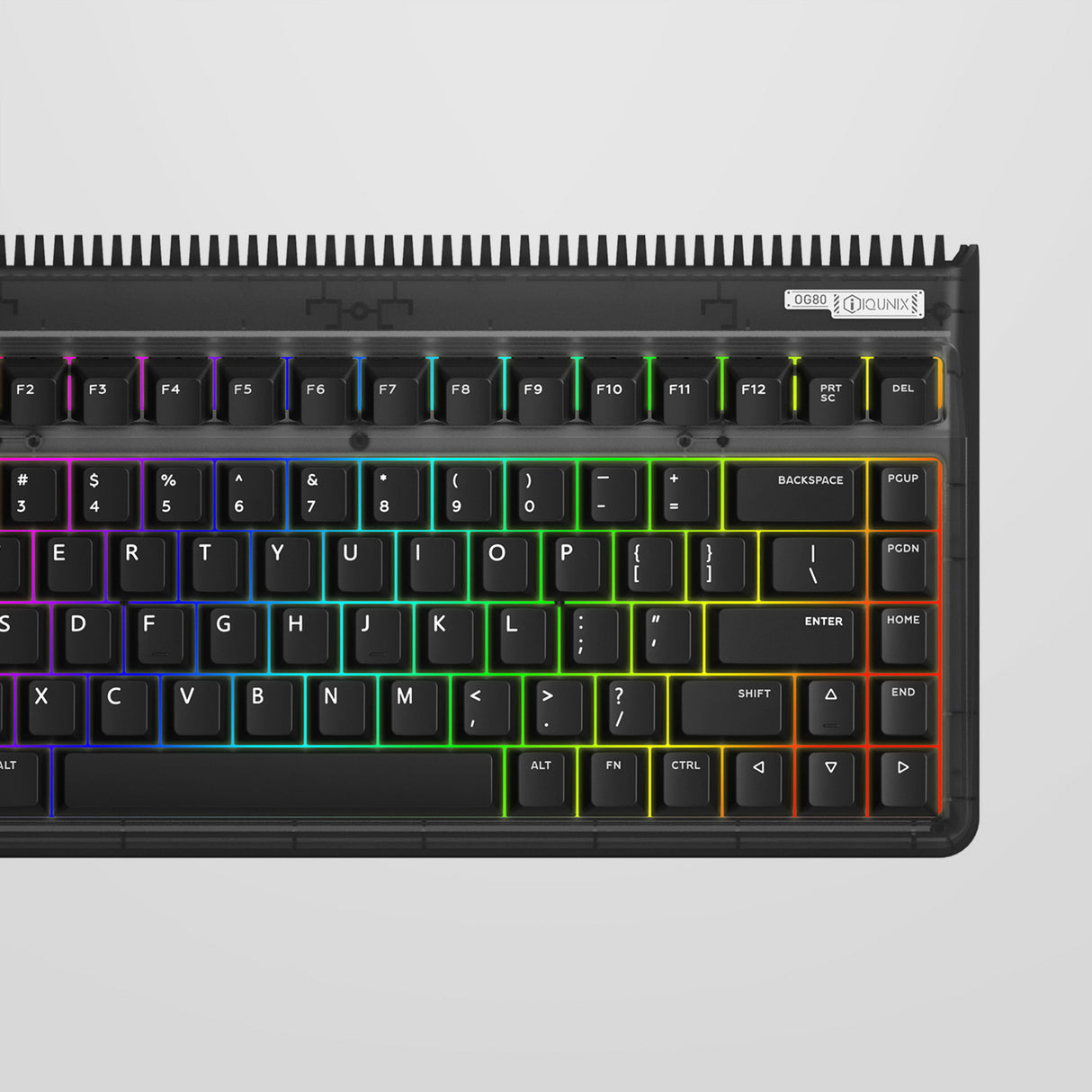 Clavier mécanique sans fil côté obscur Iqunix og80 (noir, disposition américaine (qwerty), rouge gateron, 80 % (tkl), LED RVB, échangeable à chaud, pbt, 2,4 GHz | Bluetooth 5.1 | USB-C)