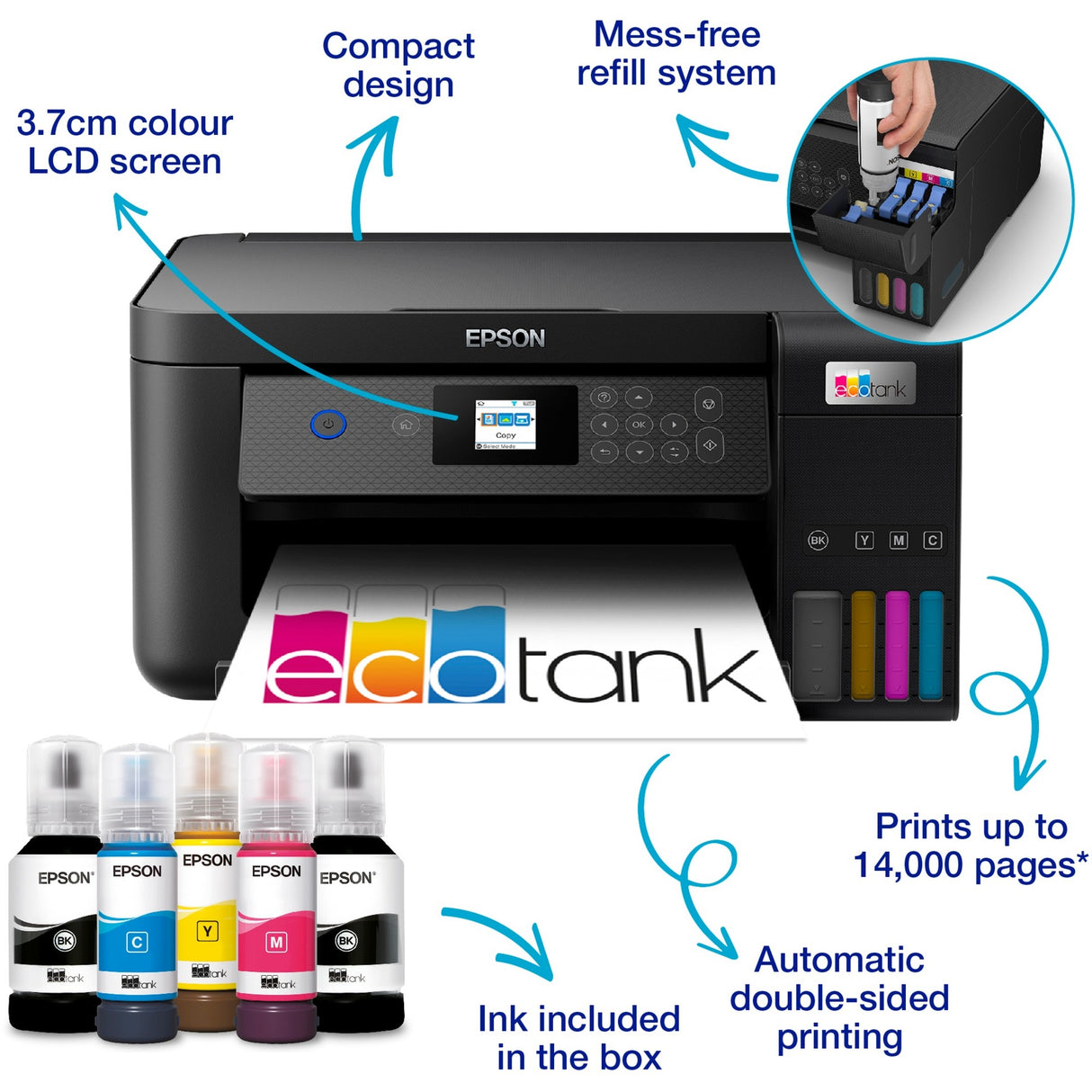 Epson Ecotank ET-2850 A4 Imprimante Wi-Fi multifonctionnelle