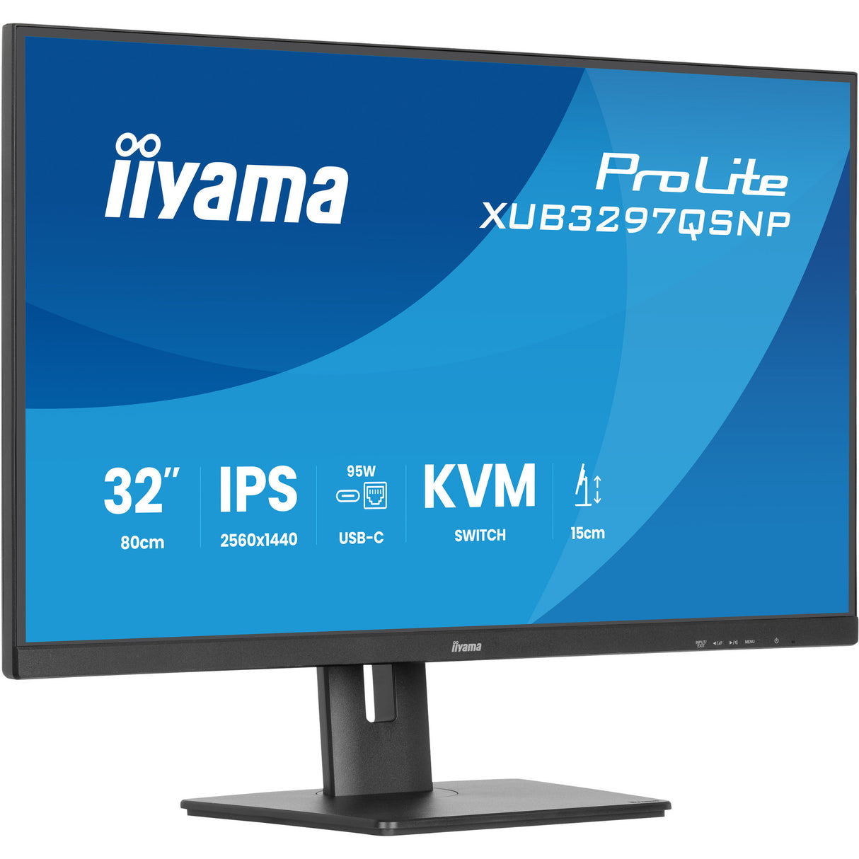 Moniteur Iiyama prolite xub3297qsnp-b1 32 (noir, HDMI, 2x port d'affichage, 2x USB-A, 2x USB-C, RJ-45)