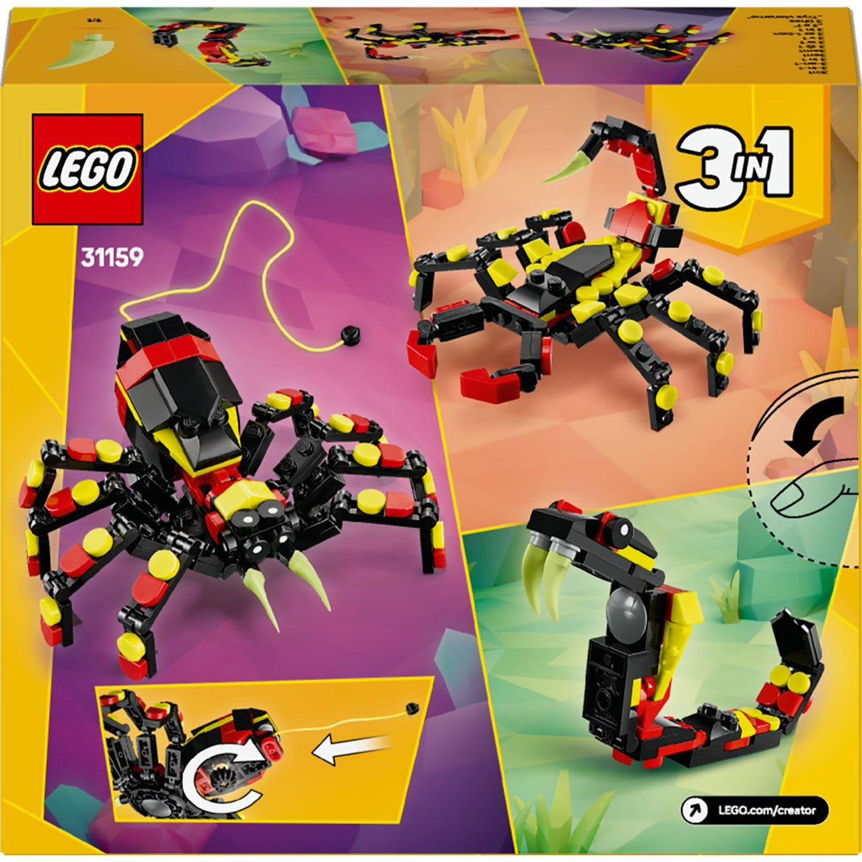 Lego Creator 3en1 Animaux sauvages : araignée passionnante - 31159