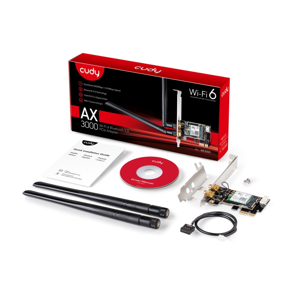 Adaptateur PCI-E Bluetooth Wi-Fi 6 Cudy AX3000