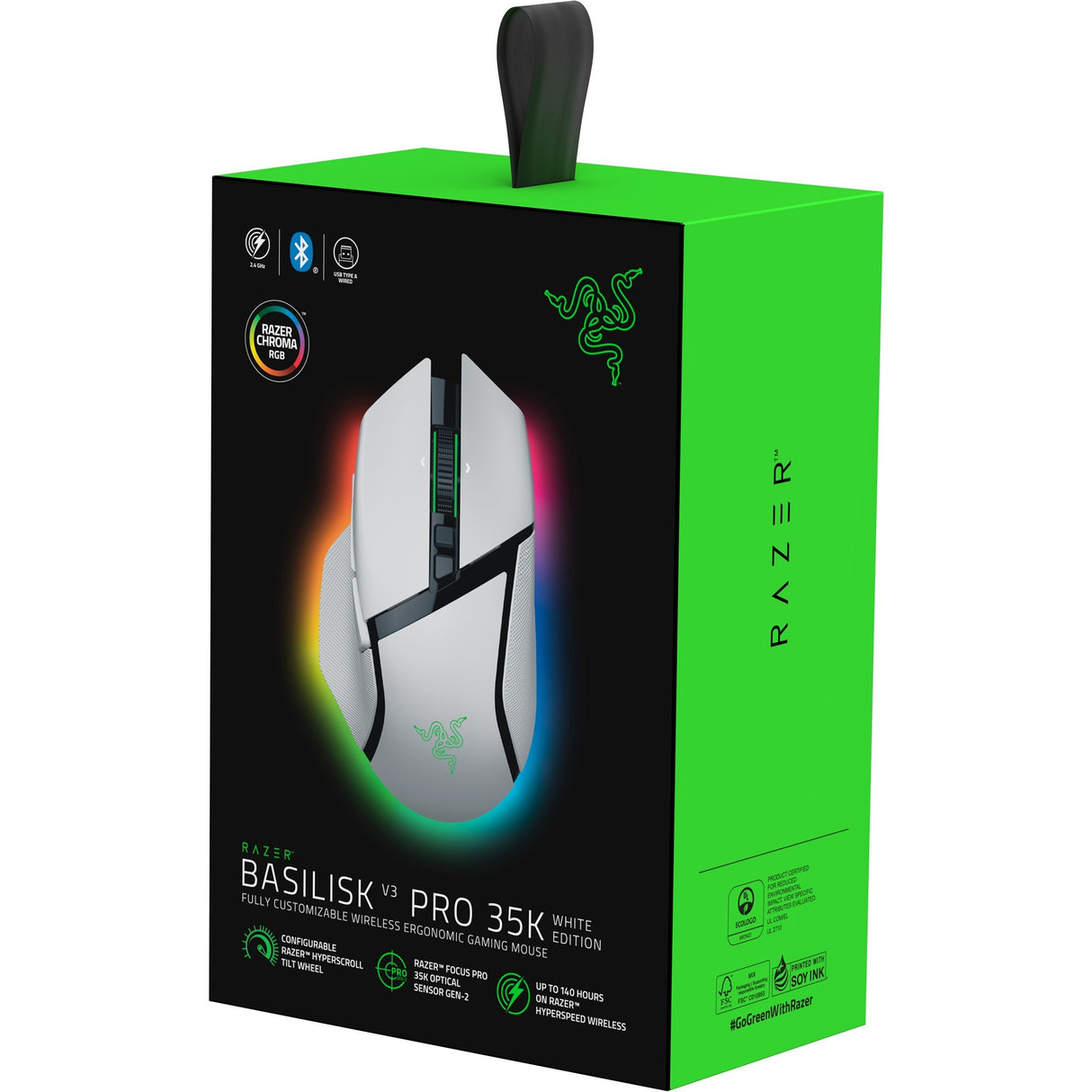 Souris de jeu Razer Basilisk v3 pro (blanc, USB Bluetooth hyperspeed sans fil, 30 000 dpi, chroma RVB)