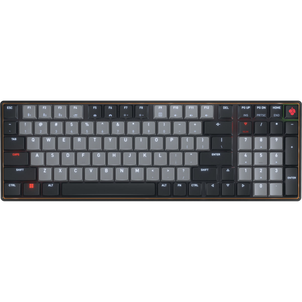 Cherry kw 550 mx lp, clavier (noir, disposition américaine, mx low profile 2.0 ivoire, 96%, led blanche, touches pbt)