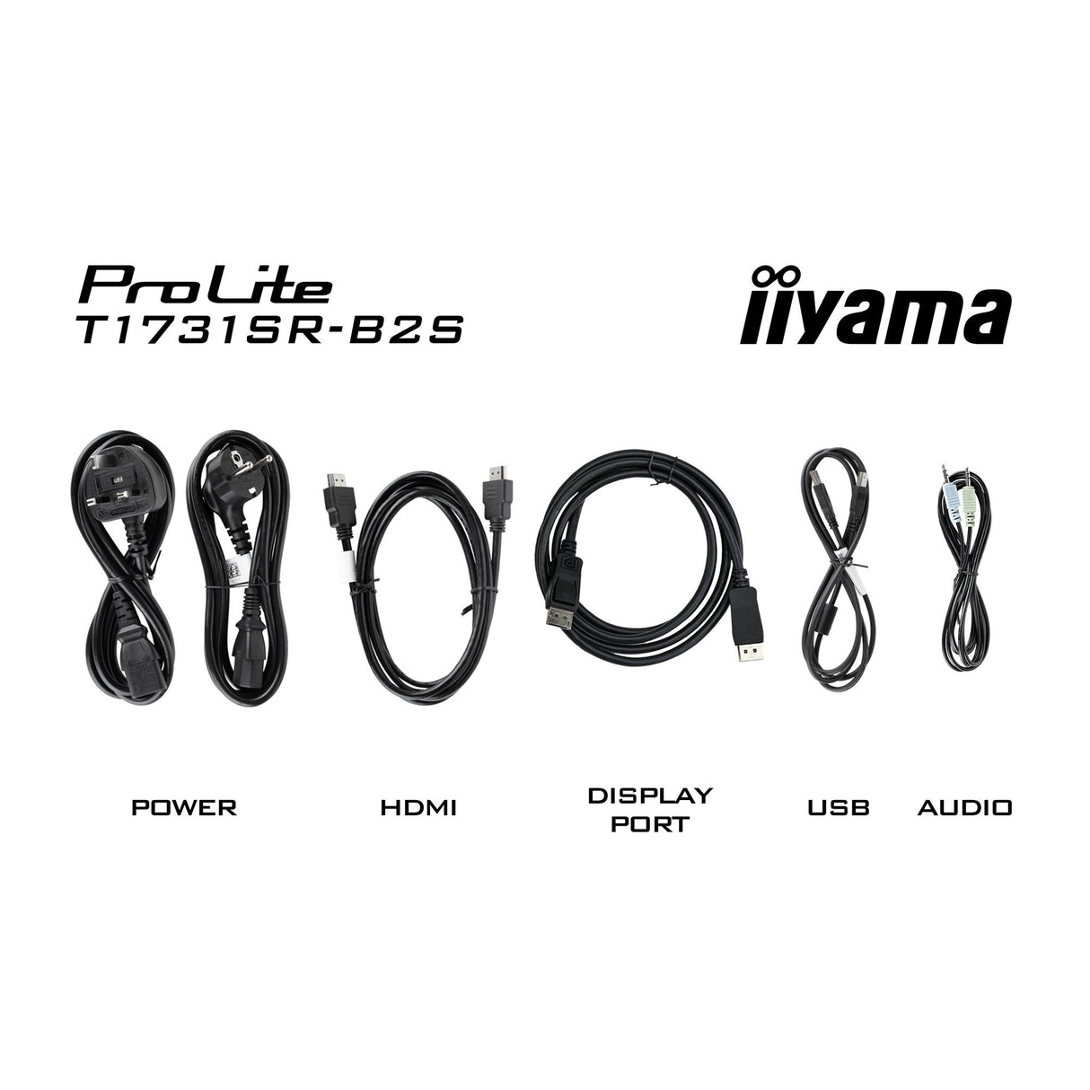 Iiyama prolite t1731sr-b2s 17 touchscreen monitor (zwart, vga, hdmi, displayport, audio, touch)