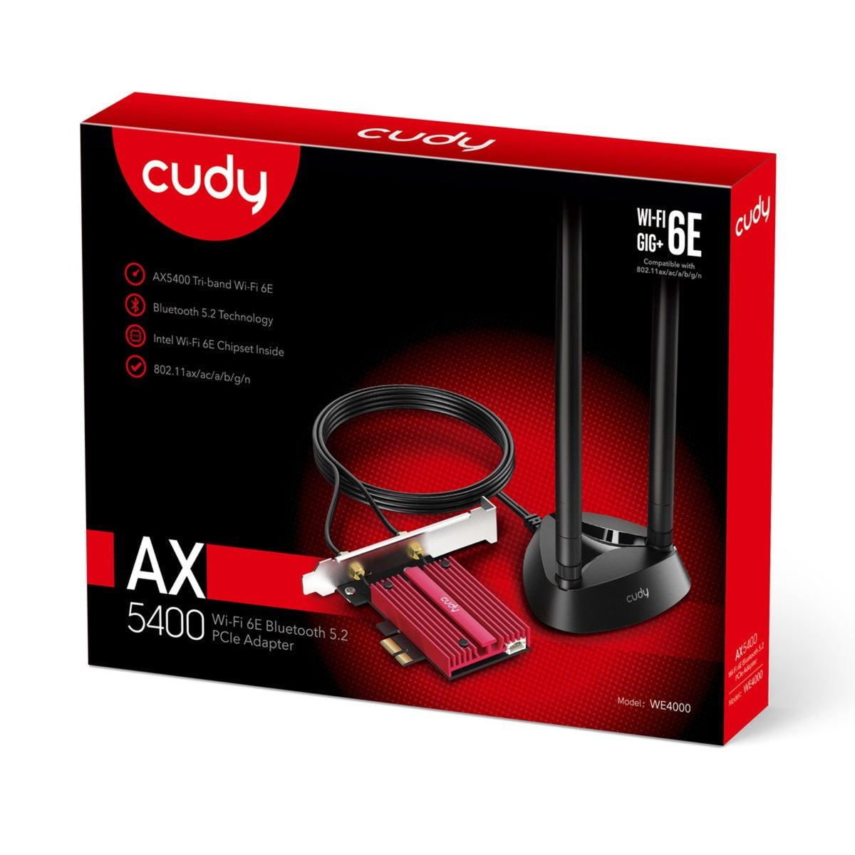 Adaptateur PCI-E Bluetooth 5.3 Cudy AX5400 Wi-Fi 6E