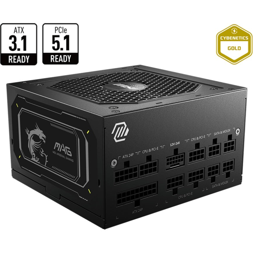 Alimentation modulaire Msi mag a750gl pcie5 ii de 750 watts (noir, 1x 12v-2x6, 3x pcie)