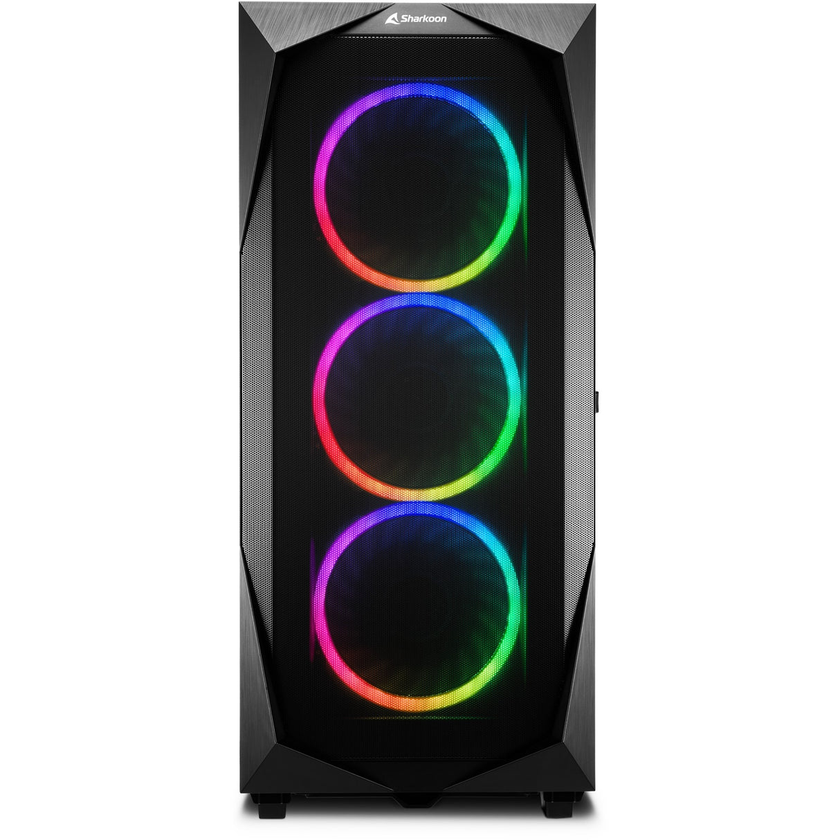 Boîtier tour midi Sharkoon rev300 (noir | 4x USB-A | 1x USB-C | RVB | verre trempé)
