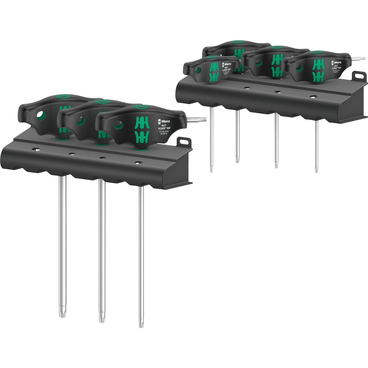 Wera 467 7 torx hf set 1 tournevis cruciforme + crémaillère, 7 pièces (noir vert, avec fonction de maintien)