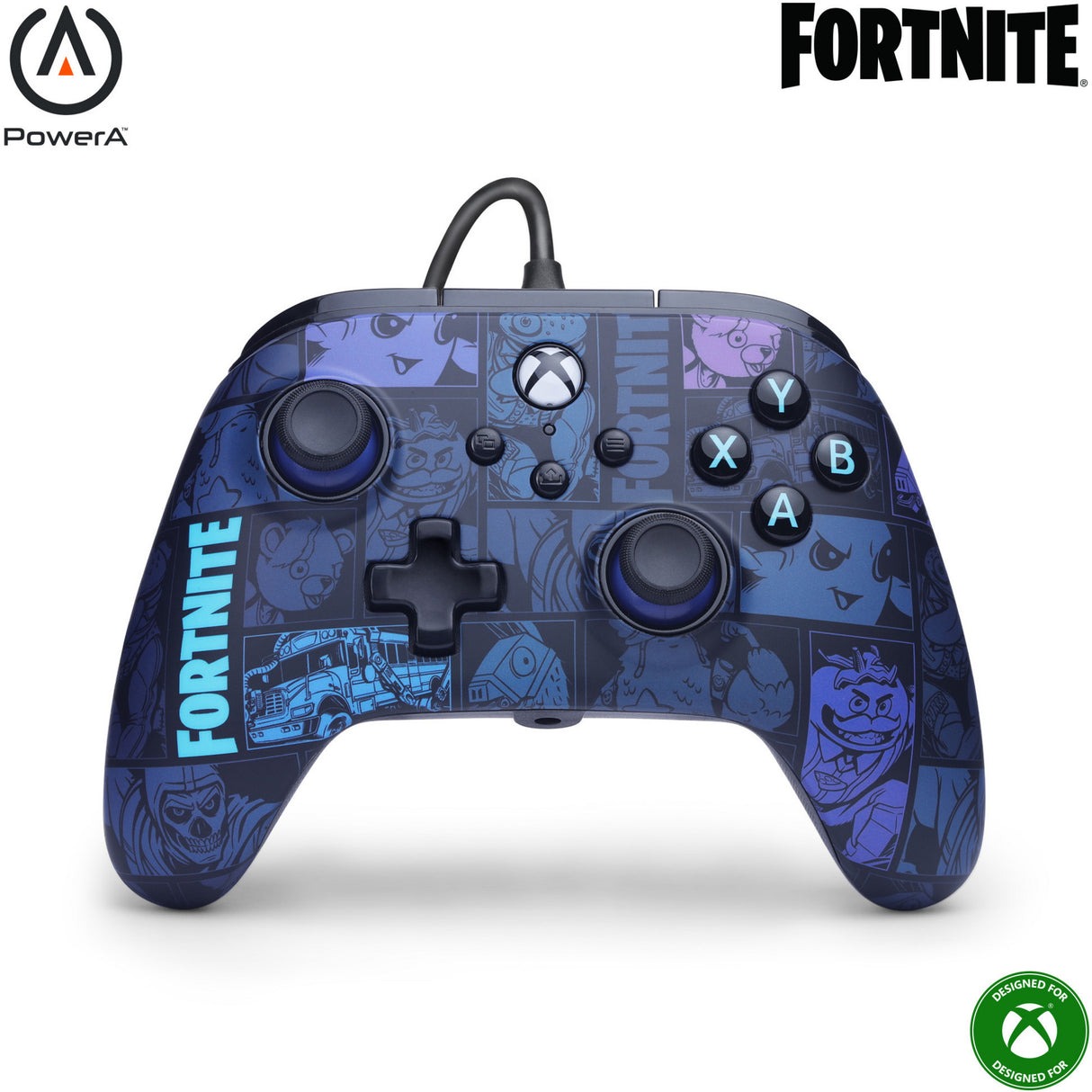 Manette Powera Advantage avec câble pour Xbox Series X|s - Fortnite : Victory Royale (bleu foncé, Xbox Series X|s, Xbox One, PC)