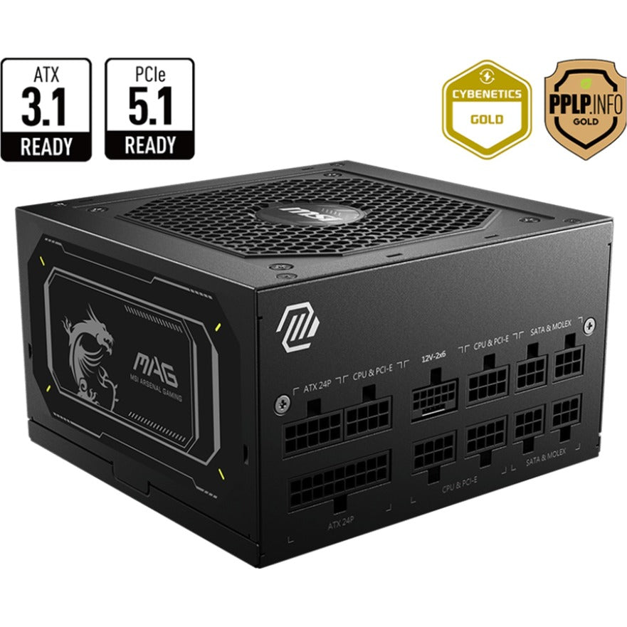 Alimentation modulaire MSI Mag A850GL PCIe5 II 850 watts (noir, 1x 12V-2x6, 4x PCIe)