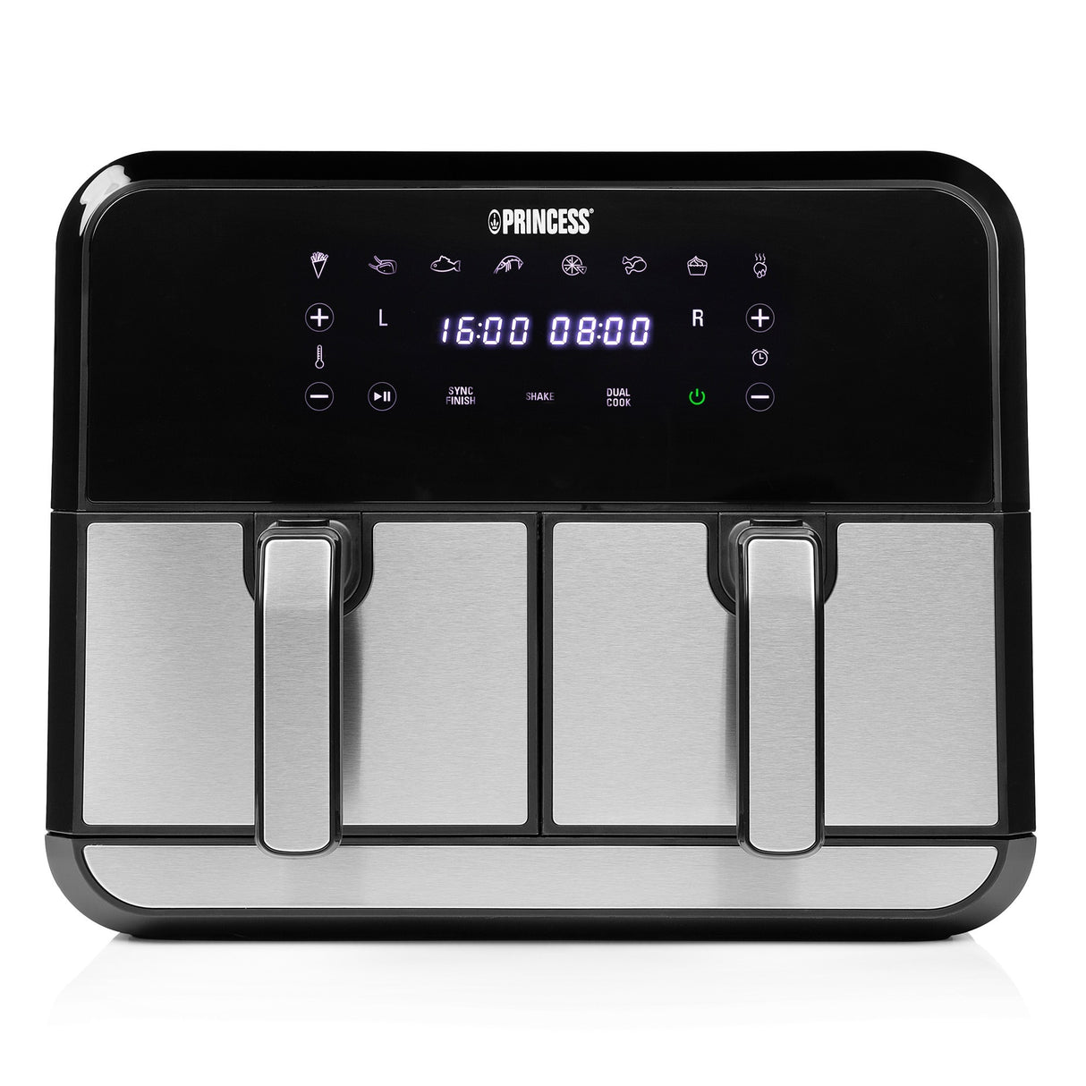 Friteuse à air chaud Princess double panier Aerofryer (noir, 2x 4 litres)