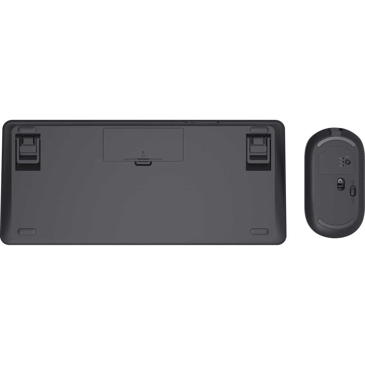 Trust Lyra ensemble clavier-souris sans fil multi-appareils pour ordinateur de bureau (noir, disposition américaine (QWERTY), commutateurs à ciseaux, 65 %, 800 - 1 600 dpi, USB 2,4 GHz, Bluetooth)
