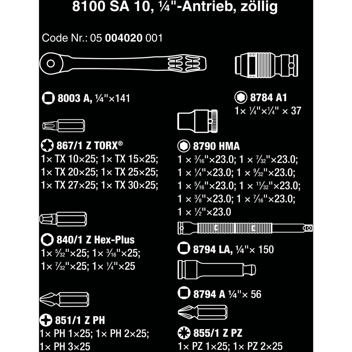 WAA 8100 SA 10 Zyklop Metal Ratest Set, 1 4