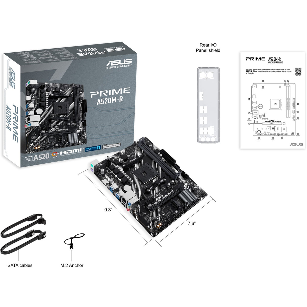 Carte mère Asus Prime A520M-R Socket AM4 (RAID, GB-LAN, Son, µATX)