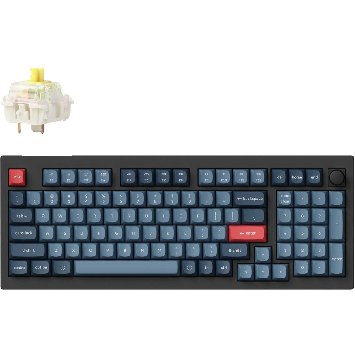 Clavier mécanique Keychron v5 max-d4 rgb (noir, disposition américaine (qwerty), banane gateron jupiter, 96%, leds rgb, pbt double-shot, hot swap, 2.4 | bluetooth | usb-c, bouton)