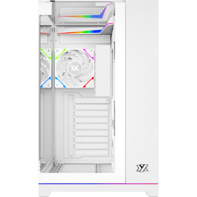Boîtier tour midi Xyz PC Gear Tesseract A-RGB (blanc | 2x USB-A | 1x USB-C | RVB | Verre trempé)
