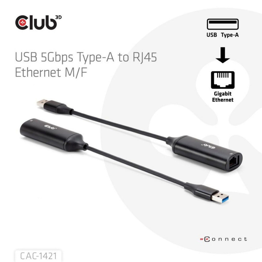 Adaptateur Club 3D USB-A vers RJ45 Ethernet 5 Gbit/s (noir)