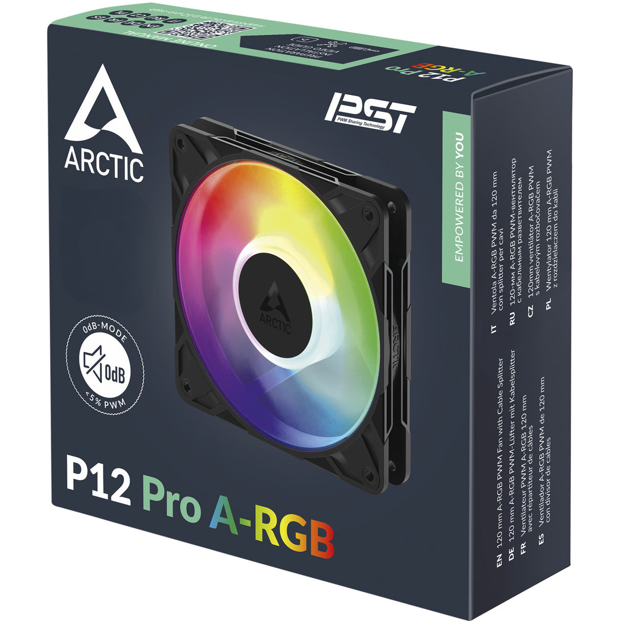 Ventilateur de boîtier Arctic p12 pro a-rgb (noir, 120 x 120 x 25 mm, pwm)