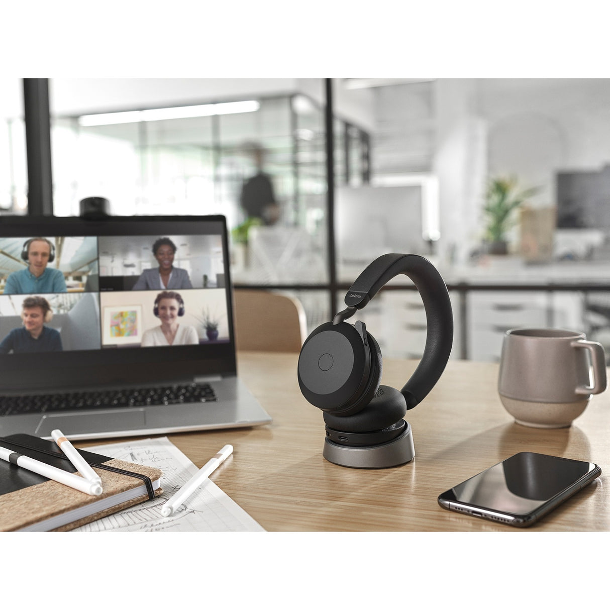 Casque supra-auriculaire Jabra move2 75 (noir, link380c, équipes Microsoft)