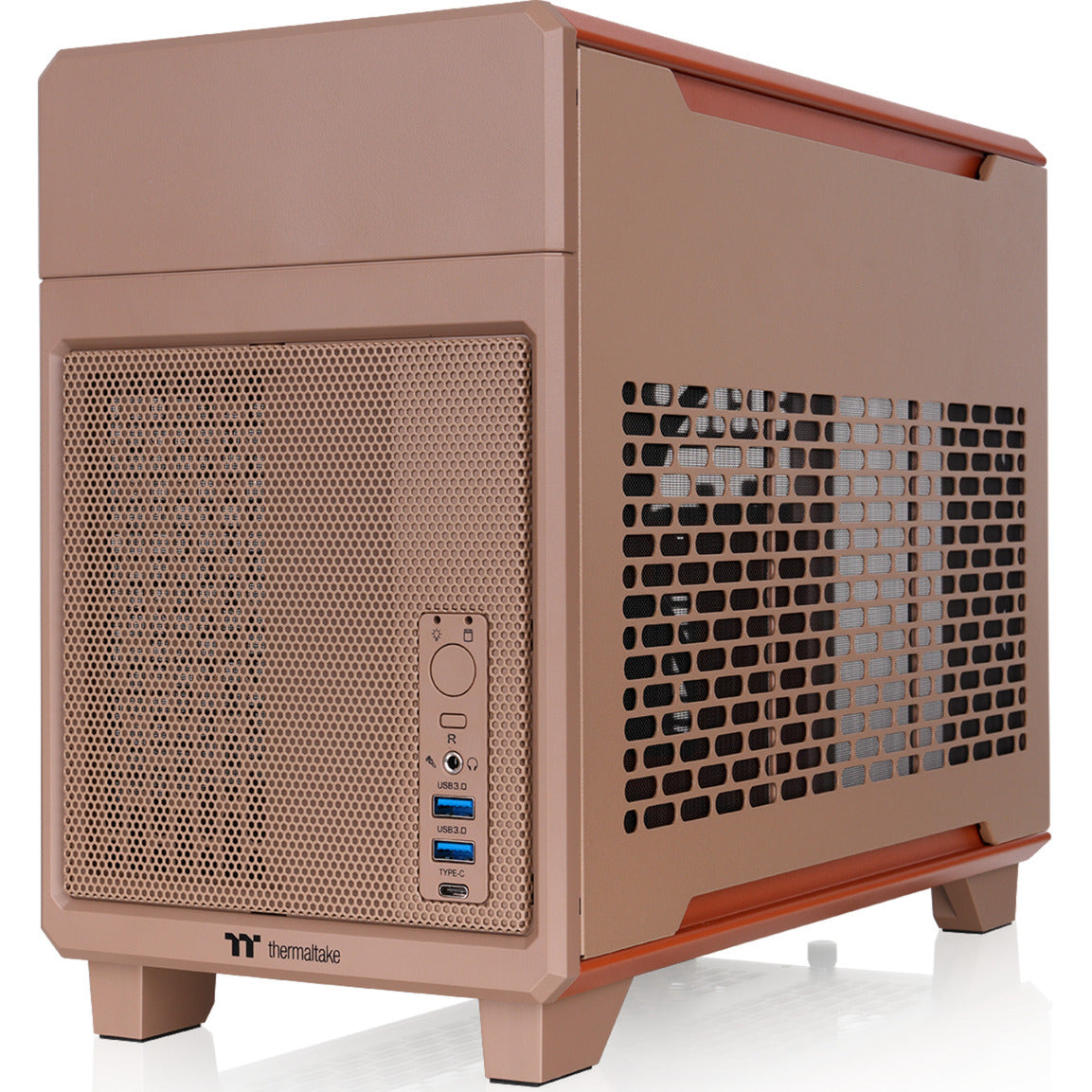 Thermaltake tr100 gravel sand mini tower behuizing (lichtbruin | 2x usb-a | 1x usb-c)