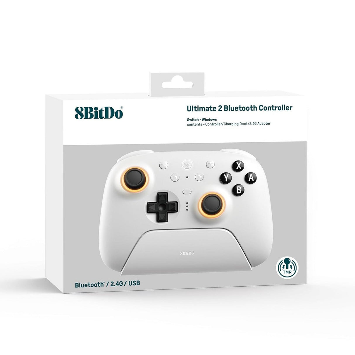 Contrôleur Bluetooth 8bitdo Ultimate 2 (blanc, PC, Switch 2, Bluetooth USB-C 2,4 GHz)