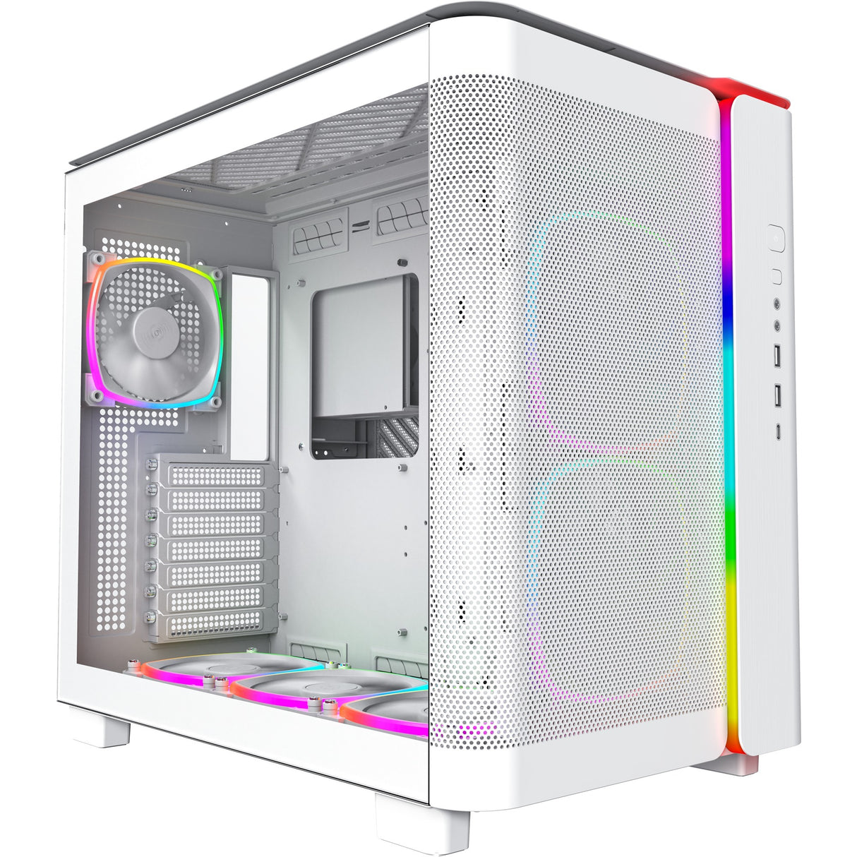 Boîtier tour midi Montech king 95 pro (blanc | 2x USB-A | 1x USB-C | RVB | verre trempé)
