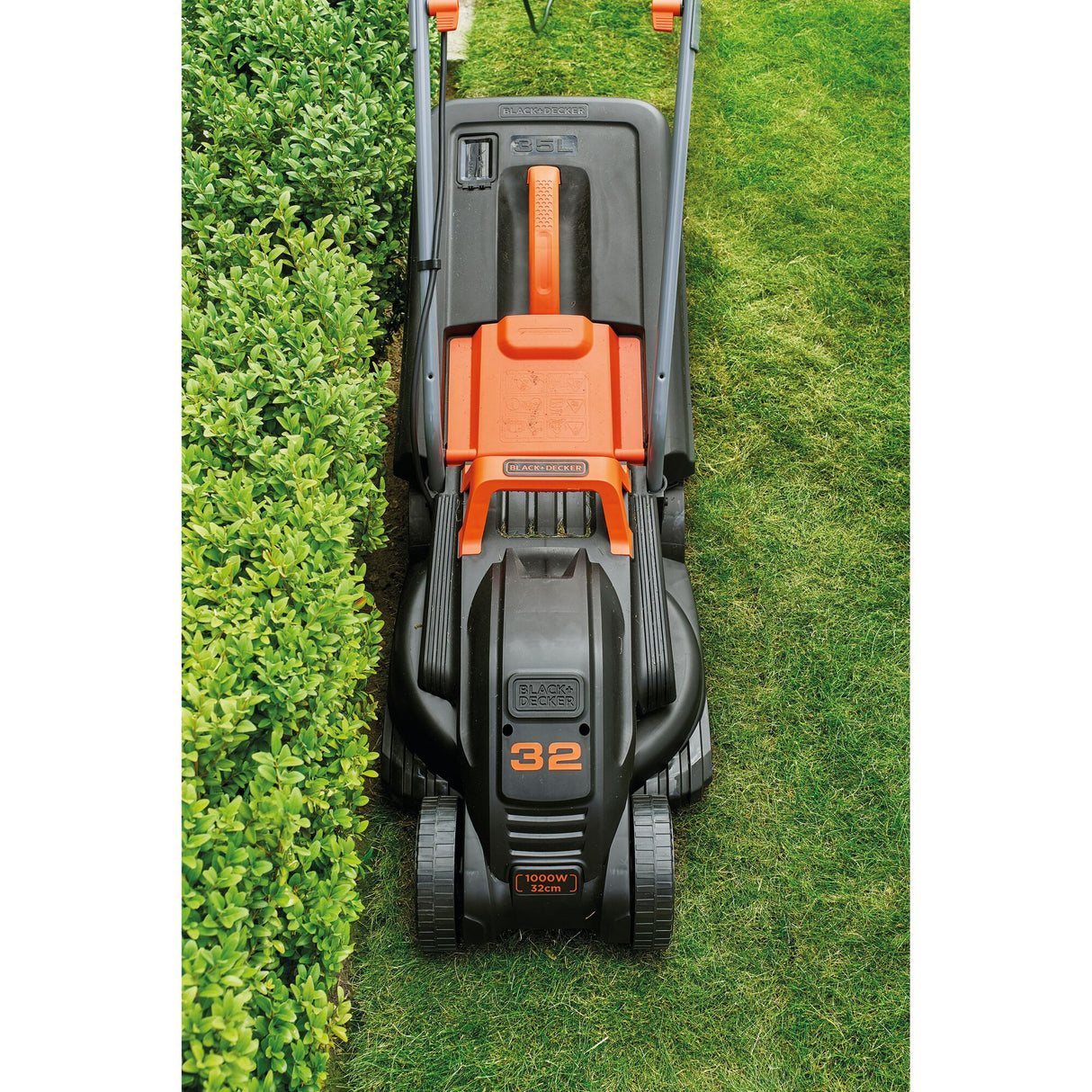 Tondeuse à gazon Black+decker 1000w 32cm + coupe-herbe 250w (noir orange, pelouses jusqu'à 250m²)