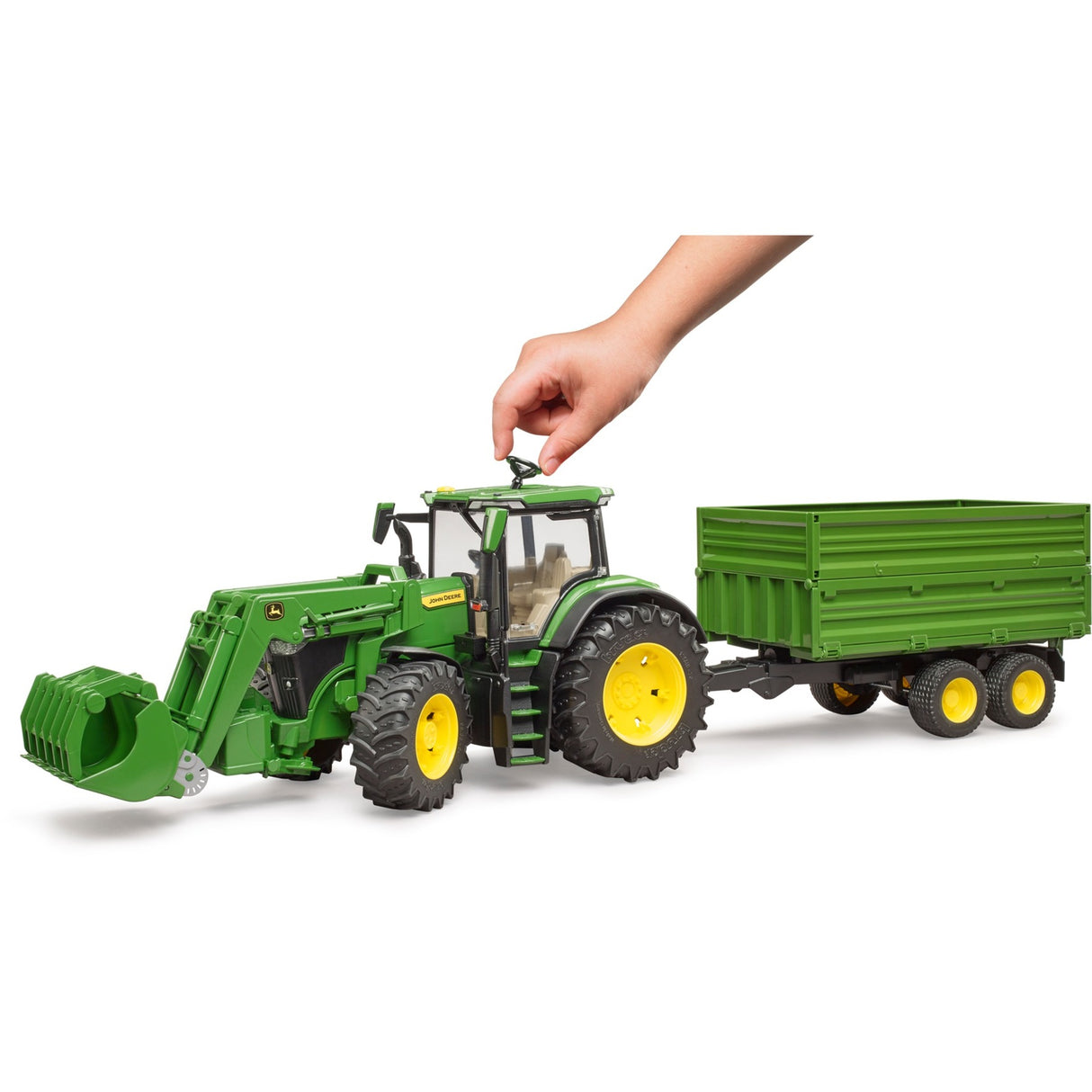 Tracteur Bruder John Deere 7R 350 avec remorque