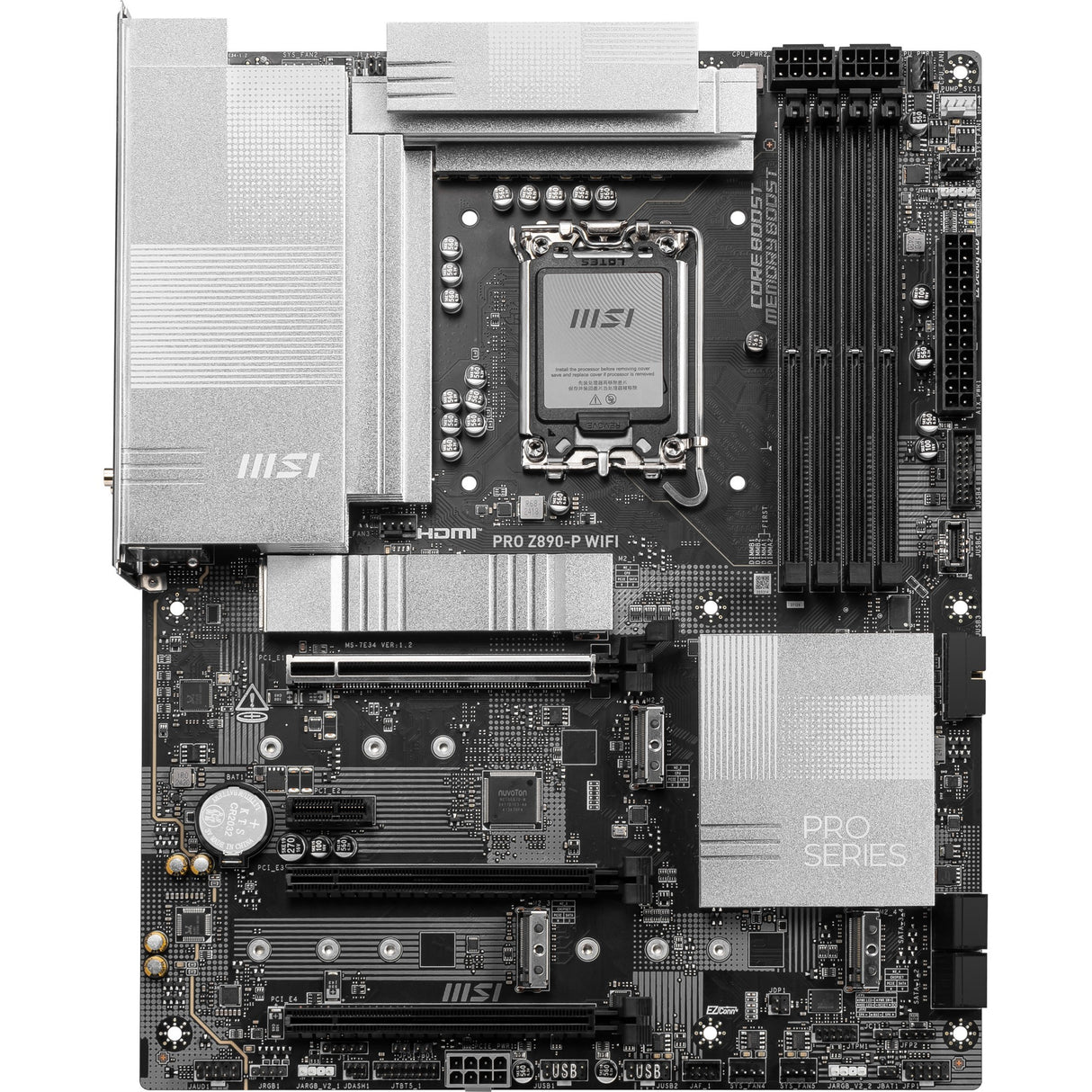 Carte mère MSI Pro Z890-P WiFi Socket 1851 (noir argent, RAID, 5 Go-LAN, WiFi 7, BT, Sound, ATX)