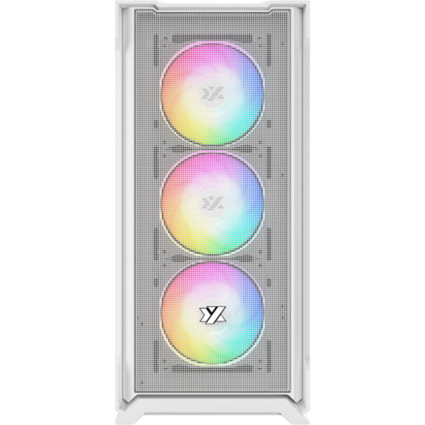 Boîtier tour midi en maille Xyz PC Gear Airone 300-X (blanc | 1x USB-A | 1x USB-C | Verre trempé)