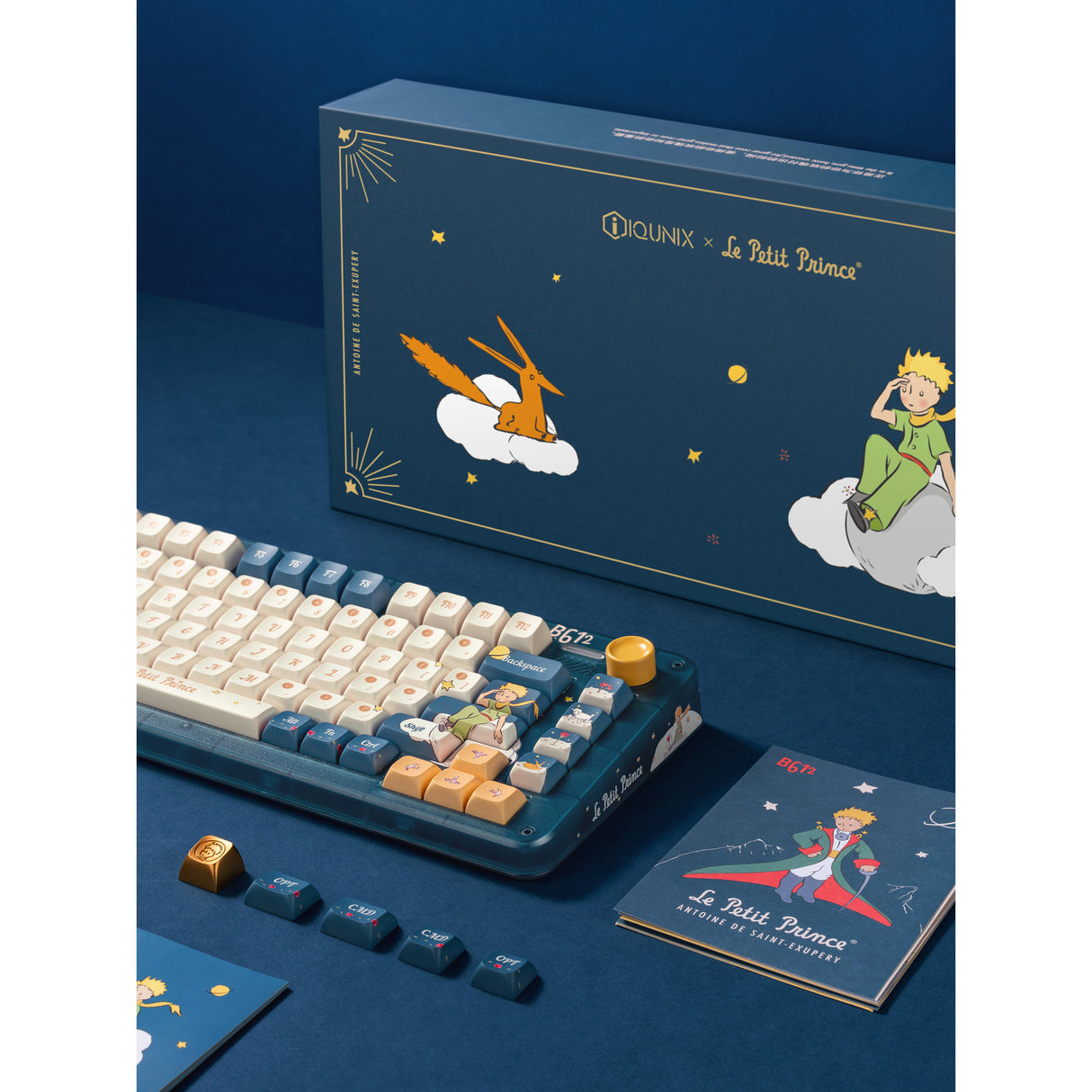 Clavier mécanique sans fil Iqunix zx75 sky meet (bleu, disposition américaine (qwerty), rouge gateron, 75 %, LED RVB, remplaçable à chaud, pbt double prise, 2,4 GHz | Bluetooth 5.1 | USB-C)