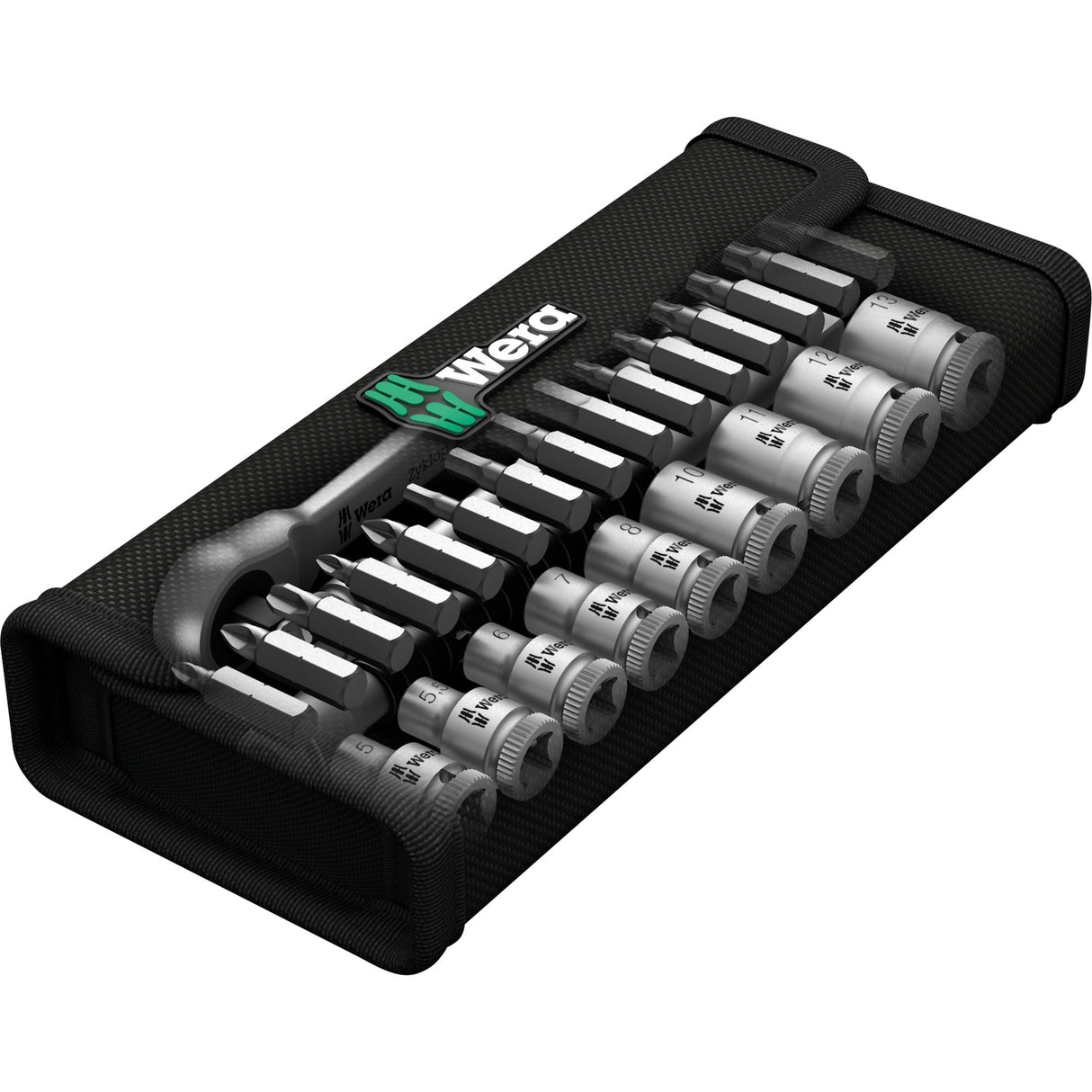 Wera 8100 sa 7 jeu de cliquets métalliques zyklop carré traversant 1 jeu de 4 outils (28 pièces)