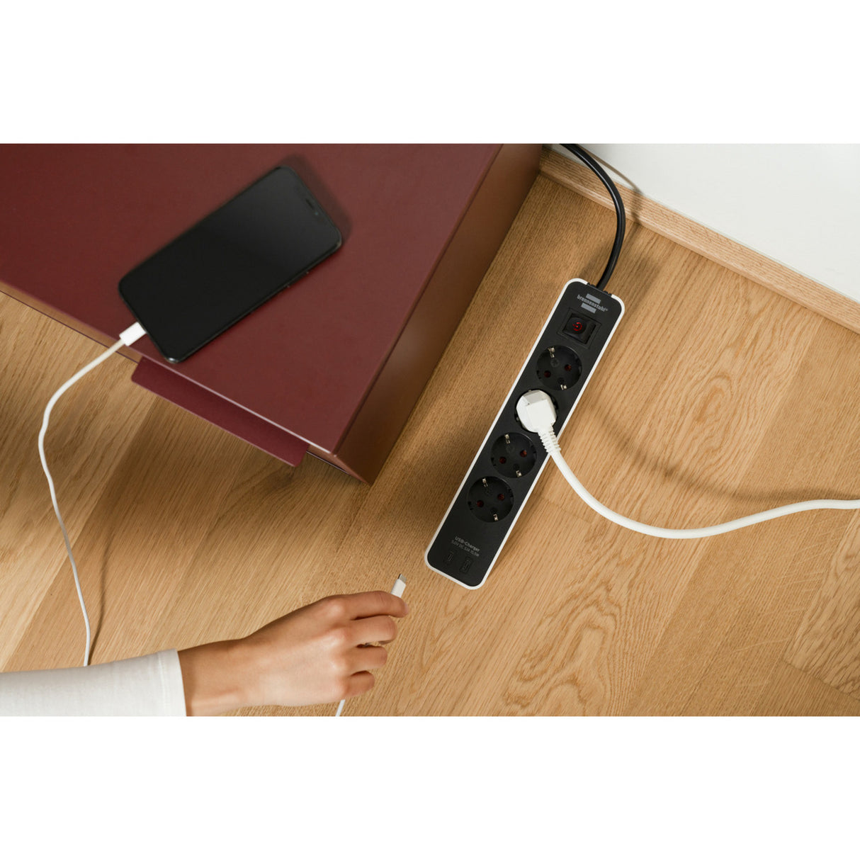 Multiprise ecolor Brennerstuhl avec 2 prises de charge USB-C | 4 fois | blanc noir | 1,5m h05vv-f 3g1,5 - 1153240126