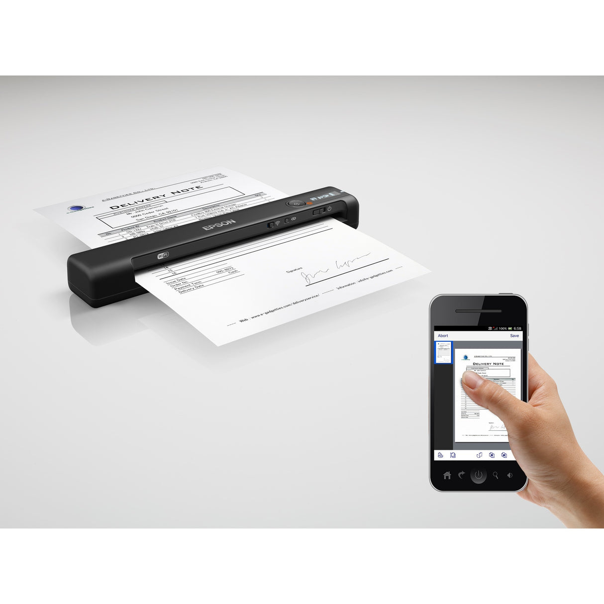 Scanner d'alimentation Epson Workforce es-60w (noir, Wi-Fi direct, USB 2.0)