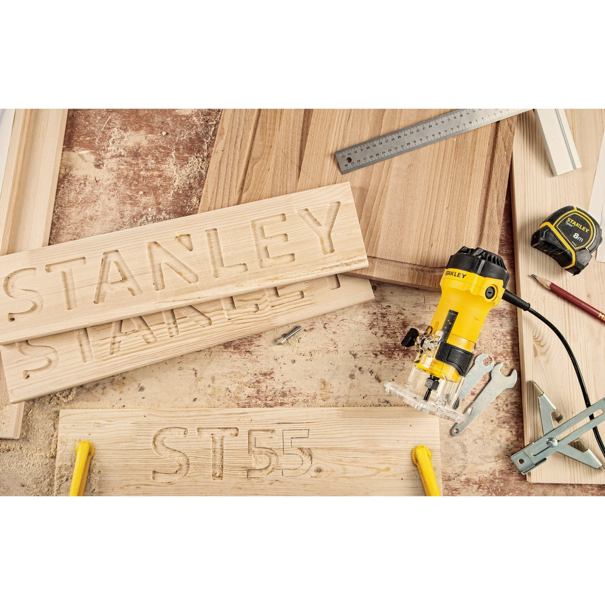 Fraiseuse de chant Stanley 550w (jaune noir)