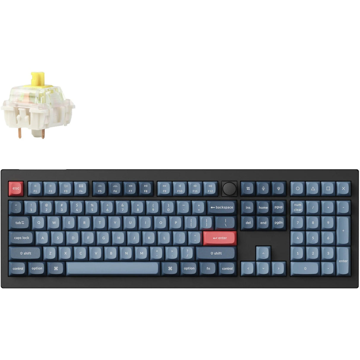 Clavier mécanique Keychron v6 max-d4 rgb (noir, disposition américaine (qwerty), gateron jupiter banane, 100%, leds rgb, double-shot osa pbt, hot swap, 2.4ghz | bluetooth 5.1 | usb-c, bouton)