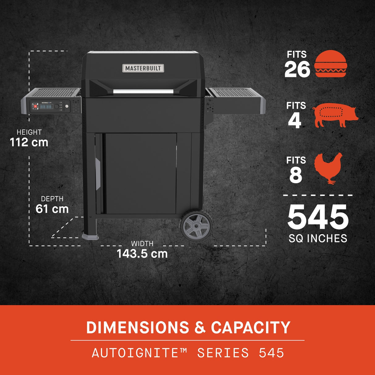Masterbuilt Masterbuilt Autoignite Series 545 Barbecue de charbon de bois numérique E