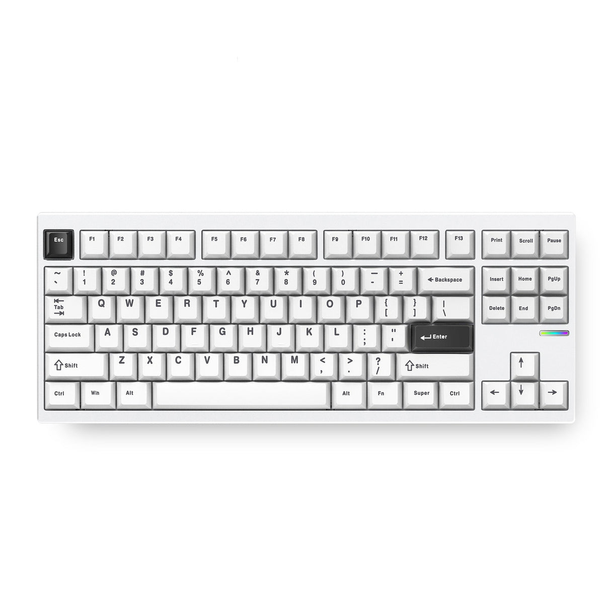 Mchose gx87 ultra : électrophorèse blanche vintage blanc aluminium mécanique personnalisé, clavier (blanc noir, KTT vintage blanc, 80% TKL, RGB, hot swap, double-shot PBT, Bluetooth USB-C sans fil)